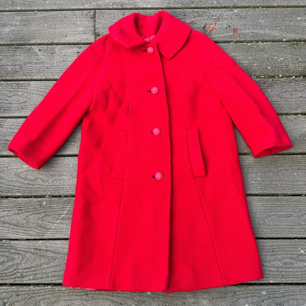 Vintage Red Wool Classic Coat